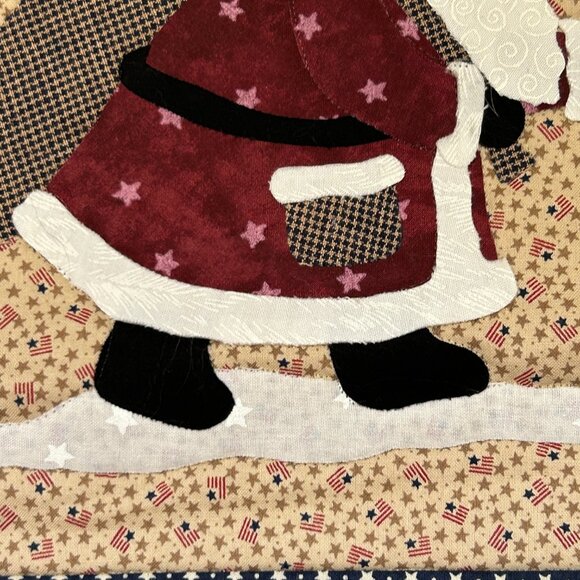 Star Spangled Santa with Bag Christmas Wall Hanging Quilt Primitive Debbie Mum - Picture 5 of 15